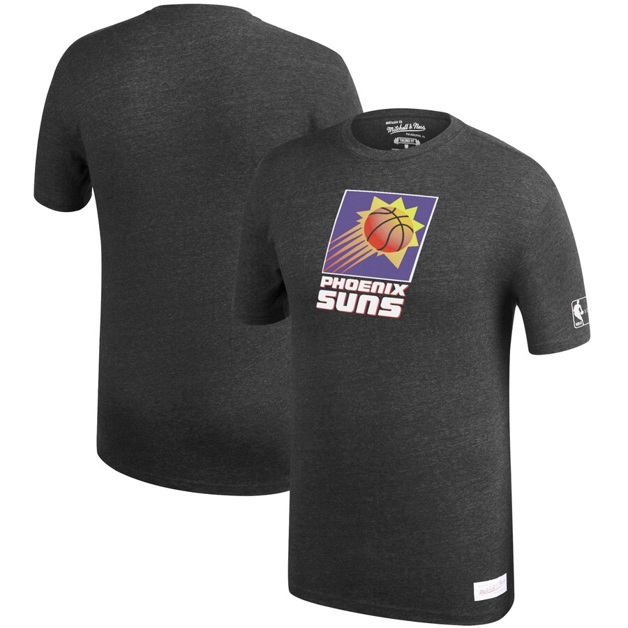 Phoenix Suns Mitchell & Ness Hardwood Classics Throwback Logo Tri-Blend T-Shirt Heathered Black