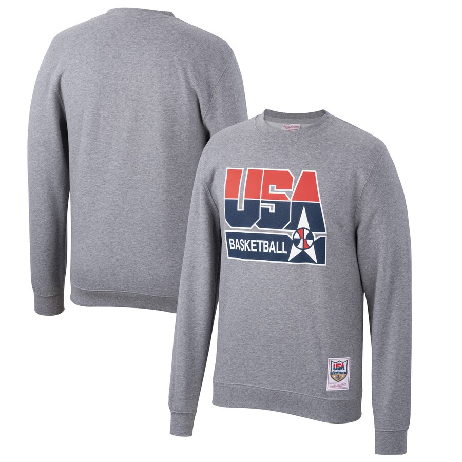 Team USA Basketball Mitchell & Ness 1992 Dream Team Logo Pullover Sweatshirt Heather Gray