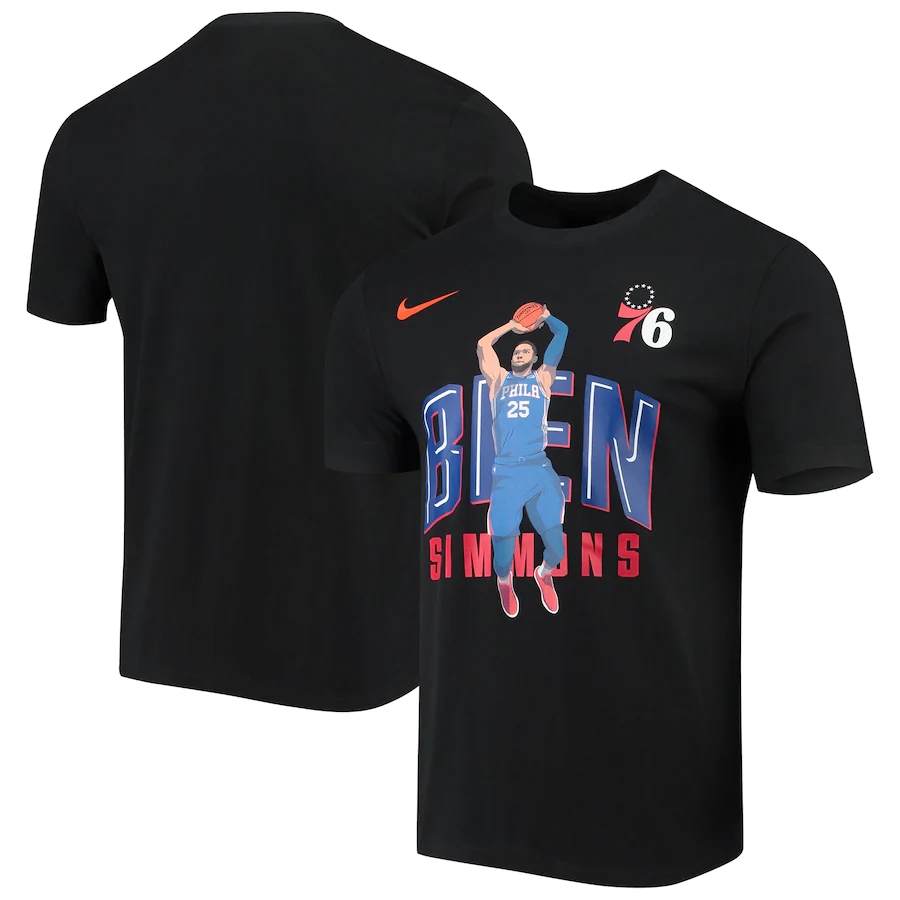 Philadelphia 76ers #25 Ben Simmons Nike Hero Performance T-Shirt Black