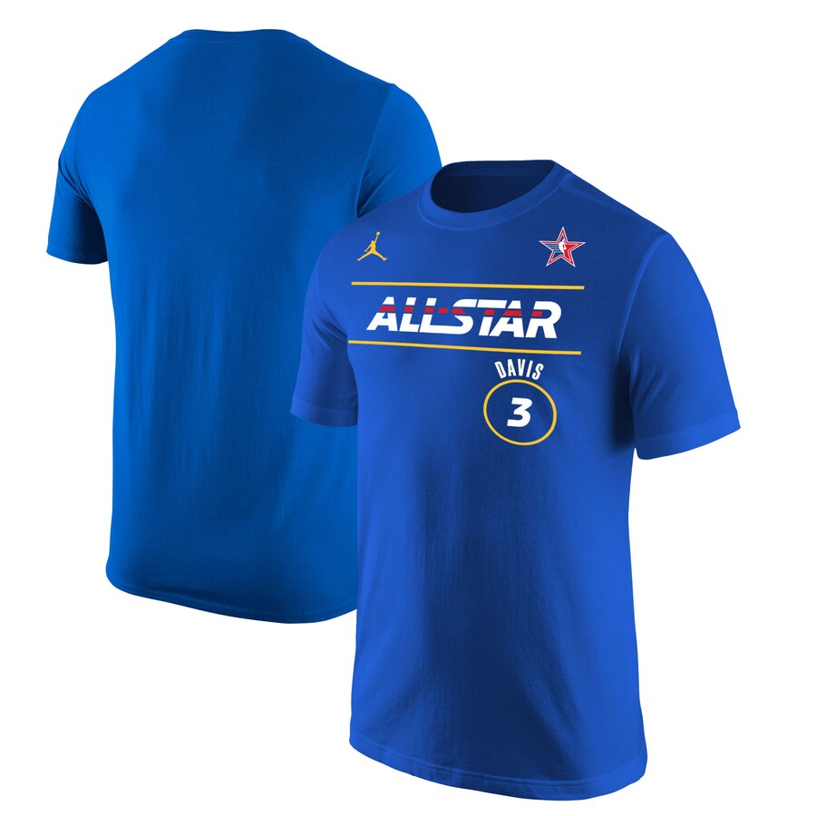 Men's #3 Anthony Davis Jordan Brand Royal 2021 NBA All-Star Game Name & Number T-Shirt