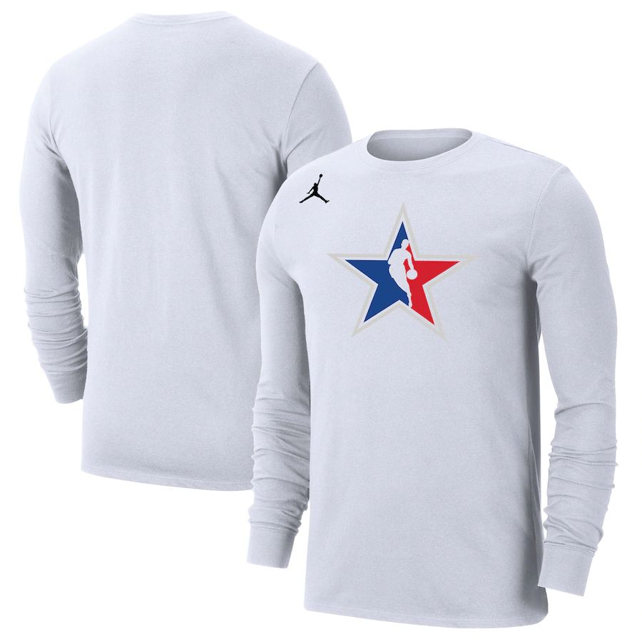 Men's Jordan Brand White 2021 NBA All-Star Game Official Logo Long Sleeve T-Shirt