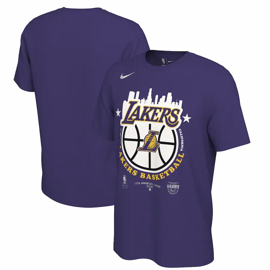 Los Angeles Lakers Nike 2021 NBA Playoffs Bound City T-Shirt - Purple