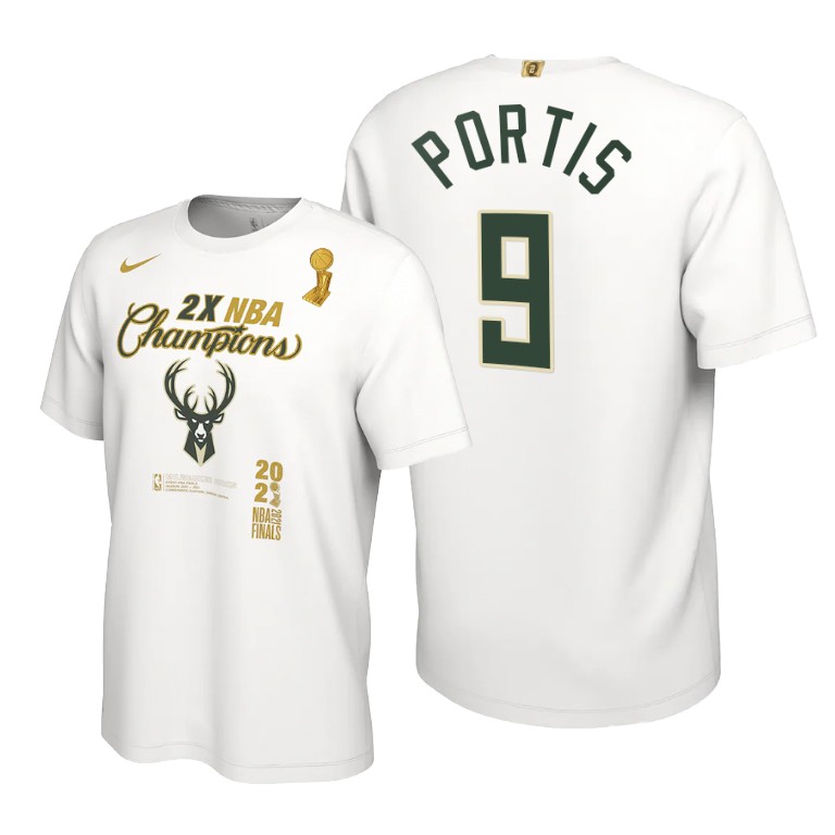 Milwaukee Bucks Men's Nike #9 Bobby Portis 2021 Finals Champions Locker Room T-Shirt - White