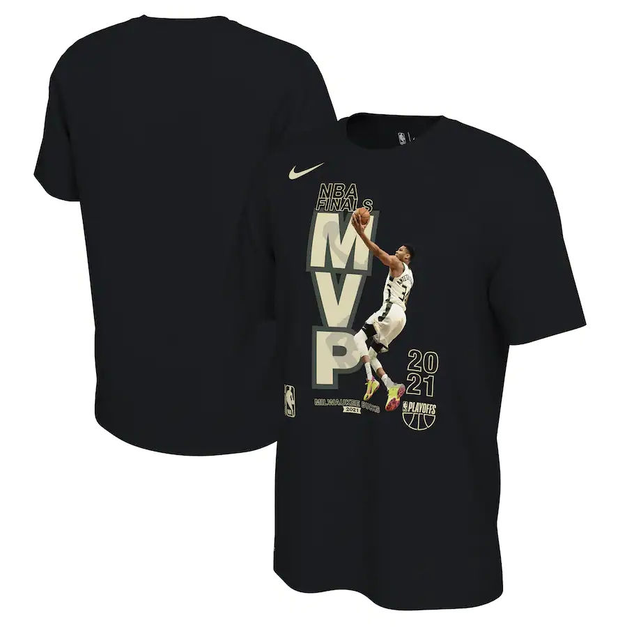 Giannis Antetokounmpo Milwaukee Bucks Nike 2021 NBA Finals Champions MVP T-Shirt - Black