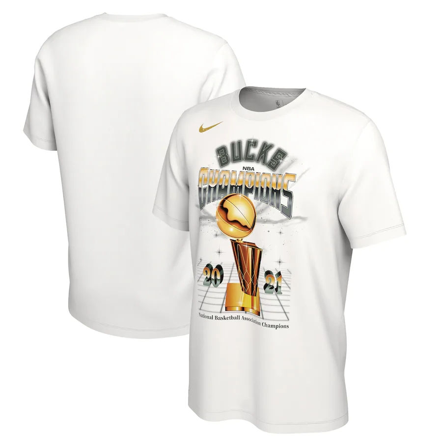 Milwaukee Bucks Nike 2021 NBA Finals Champions Celebration Expressive T-Shirt - White