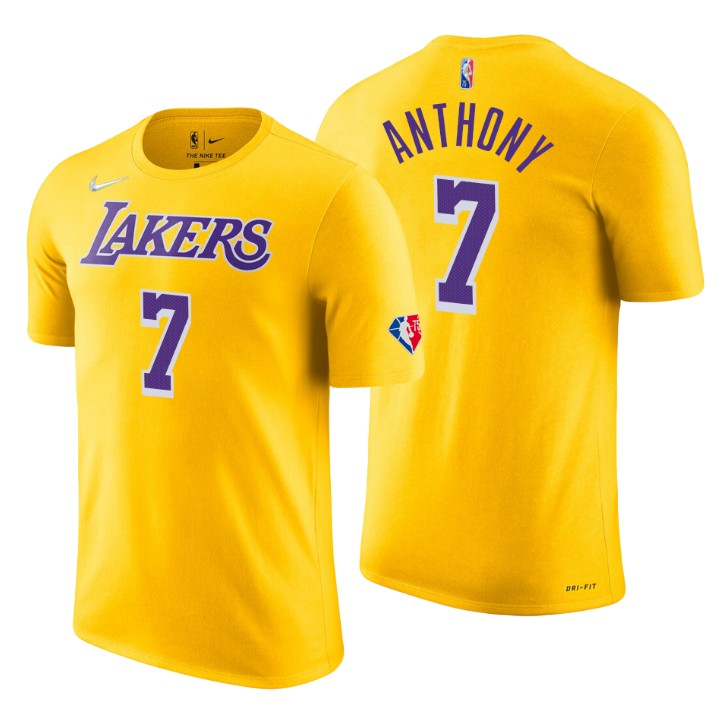 Los Angeles Lakers #7 Carmelo Anthony Gold Men's Nike 2021-22 NBA 75th Anniversary Diamond T-Shirt