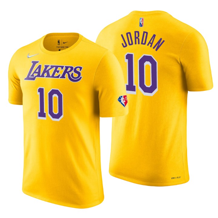 Los Angeles Lakers #10 Deandre Jordan Gold Men's Nike 2021-22 NBA 75th Anniversary Diamond T-Shirt