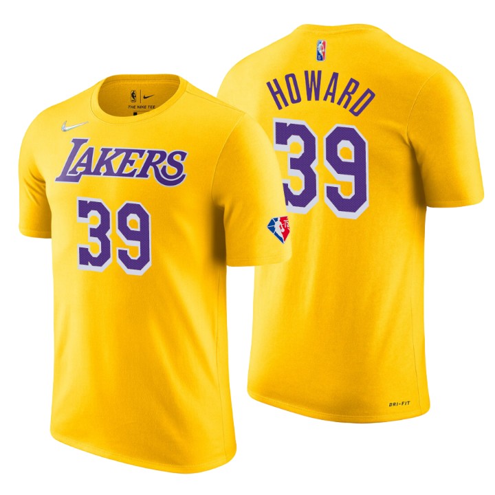 Los Angeles Lakers #39 Dwight Howard Gold Men's Nike 2021-22 NBA 75th Anniversary Diamond T-Shirt