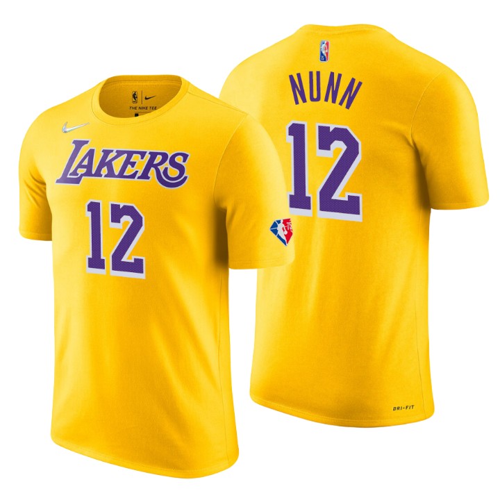 Los Angeles Lakers #12 Kendrick Nunn Gold Men's Nike 2021-22 NBA 75th Anniversary Diamond T-Shirt