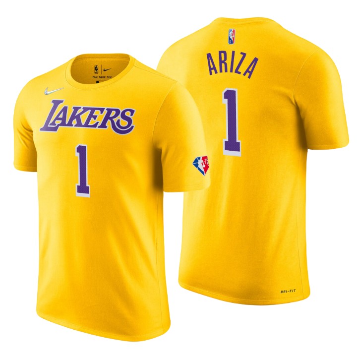 Los Angeles Lakers #1 Trevor Ariza Gold Men's Nike 2021-22 NBA 75th Anniversary Diamond T-Shirt