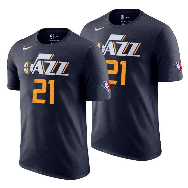 Utah Jazz #21 Hassan Whiteside Black Men's Nike 2021-22 NBA 75th Anniversary Diamond T-Shirt