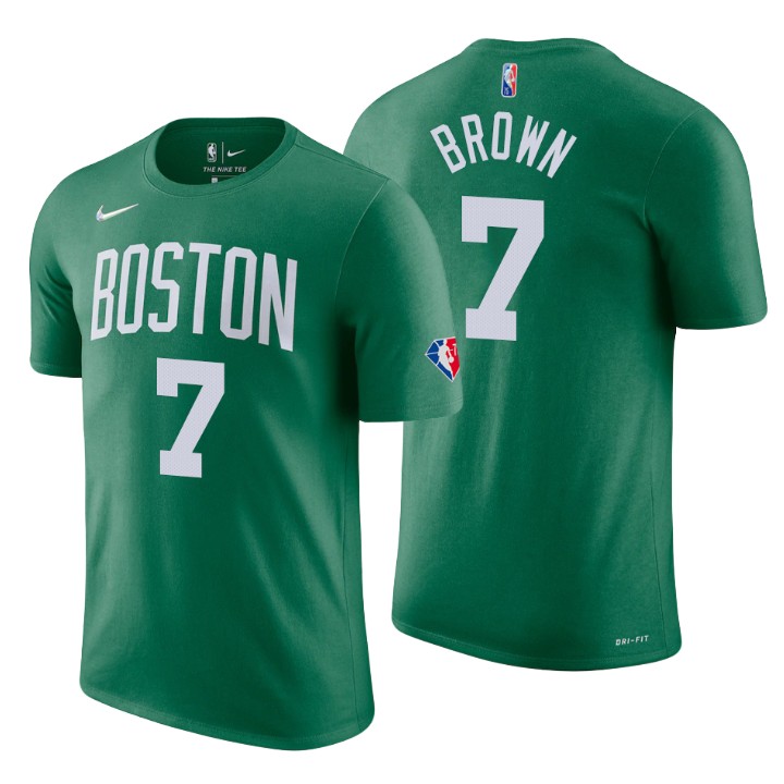 Boston Celtics #7 Jaylen Brown Green Men's Nike 2021-22 NBA 75th Anniversary Diamond T-Shirt