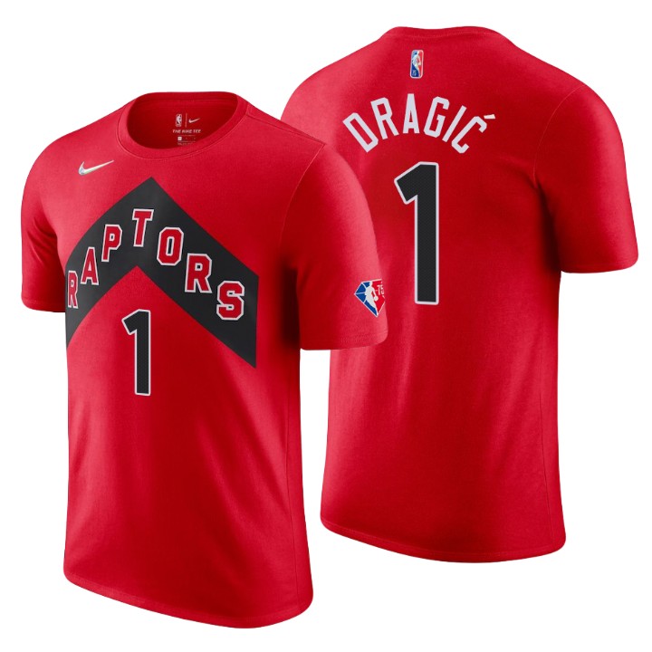 Toronto Raptors #1 Goran Dragic Red Men's Nike 2021-22 NBA 75th Anniversary Diamond T-Shirt