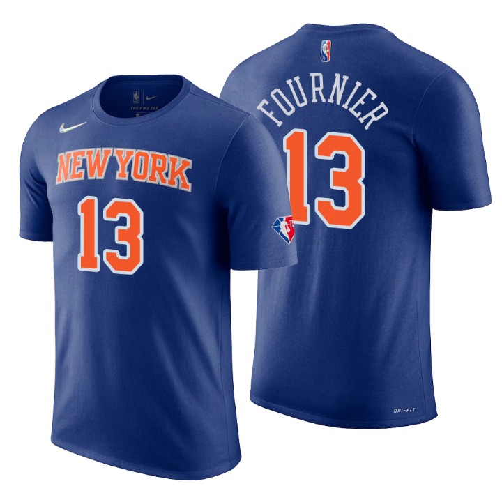 New York Knicks #13 Evan Fournier Blue Men's Nike 2021-22 NBA 75th Anniversary Diamond T-Shirt