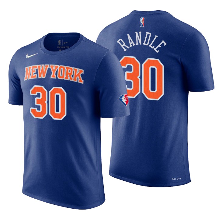 New York Knicks #30 Julius Randle Blue Men's Nike 2021-22 NBA 75th Anniversary Diamond T-Shirt