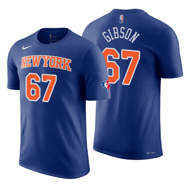 New York Knicks #67 Taj Gibson Blue Men's Nike 2021-22 NBA 75th Anniversary Diamond T-Shirt