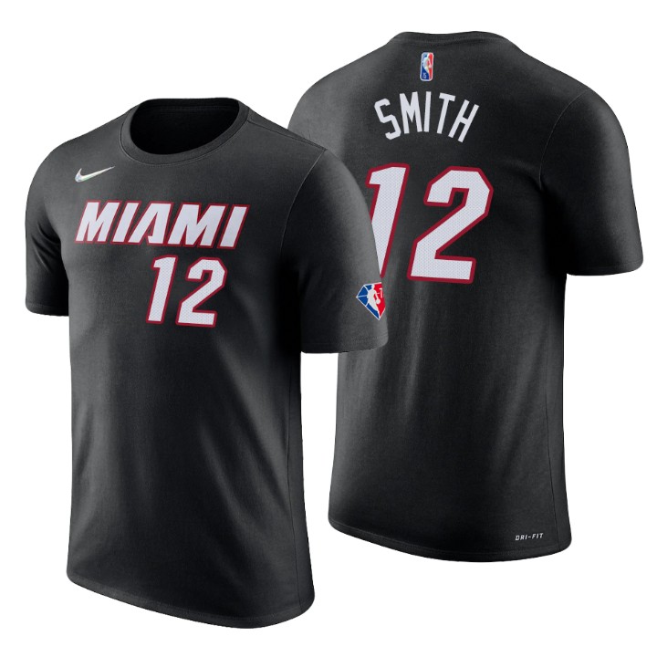 Miami Heat #12 Dru Smith Black Men's Nike 2021-22 NBA 75th Anniversary Diamond T-Shirt