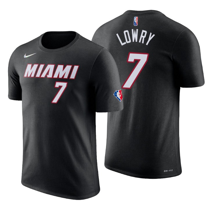 Miami Heat #7 Kyle Lowry Black Men's Nike 2021-22 NBA 75th Anniversary Diamond T-Shirt