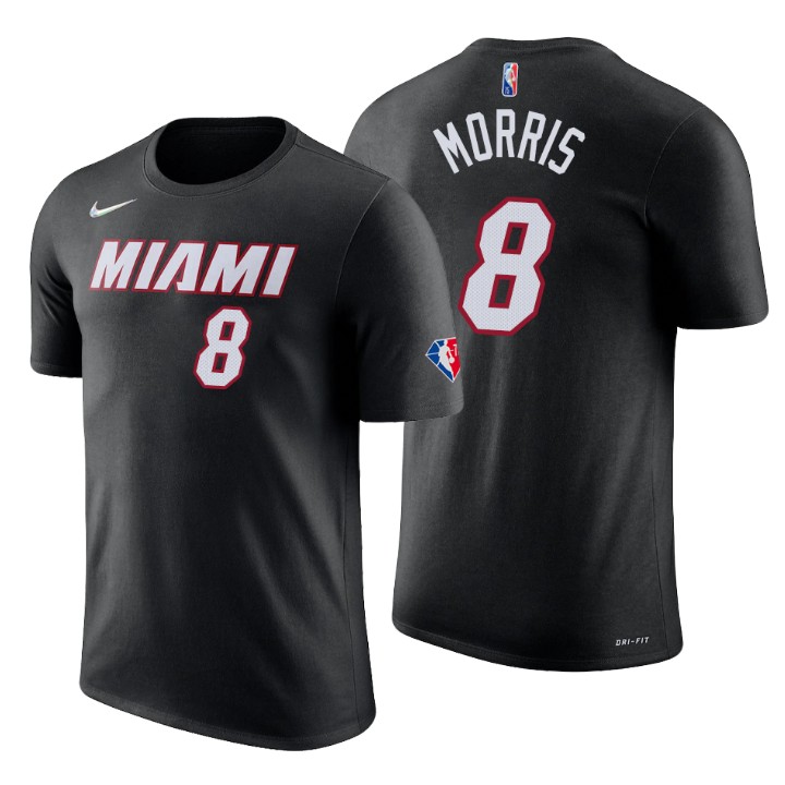 Miami Heat #8 Markieff Morris Black Men's Nike 2021-22 NBA 75th Anniversary Diamond T-Shirt