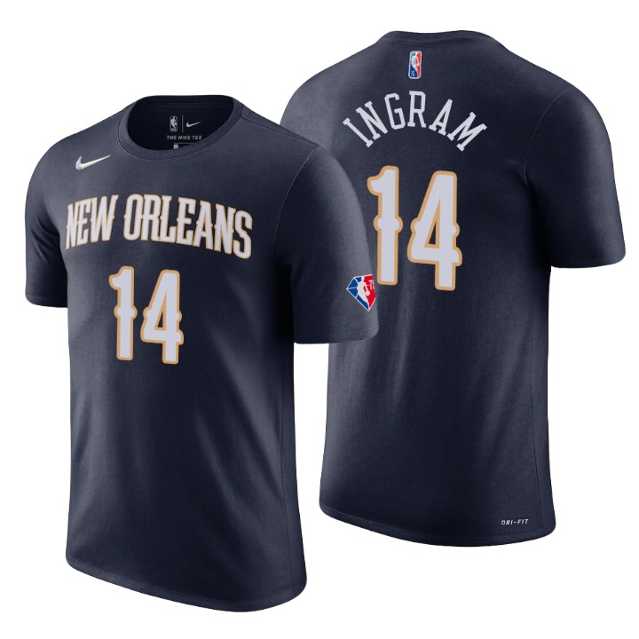 New Orleans Pelicans #14 Brandon Ingram Black Men's Nike 2021-22 NBA 75th Anniversary Diamond T-Shirt