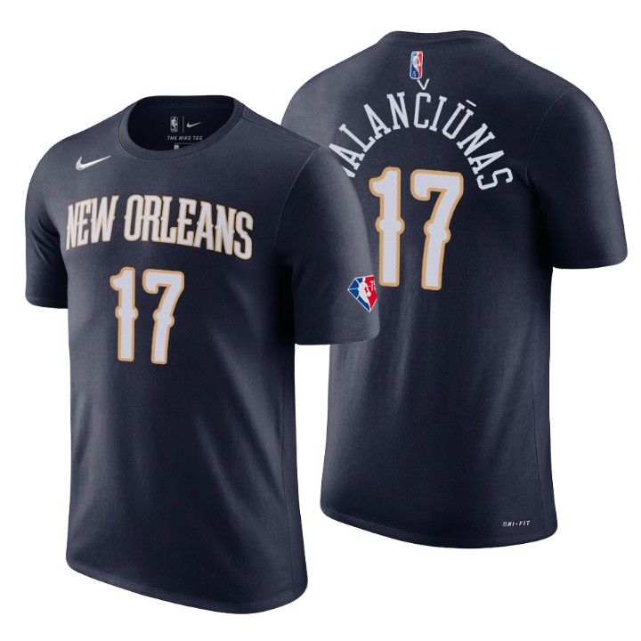 New Orleans Pelicans #17 Jonas Valanciunas Black Men's Nike 2021-22 NBA 75th Anniversary Diamond T-Shirt