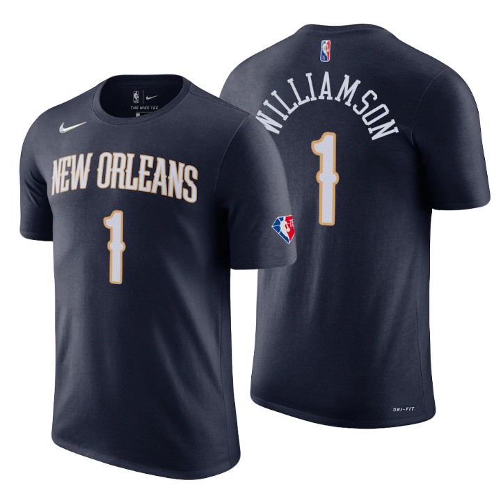 New Orleans Pelicans #1 Zion Williamson Black Men's Nike 2021-22 NBA 75th Anniversary Diamond T-Shirt