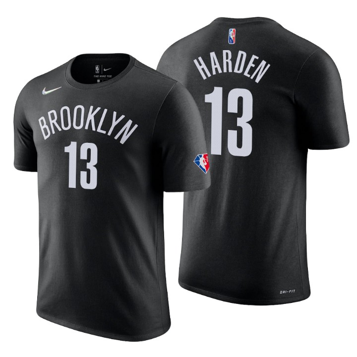 Brooklyn Nets #13 James Harden Black Men's Nike 2021-22 NBA 75th Anniversary Diamond T-Shirt