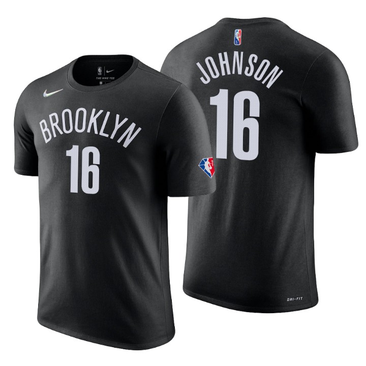 Brooklyn Nets #16 James Johnson Black Men's Nike 2021-22 NBA 75th Anniversary Diamond T-Shirt