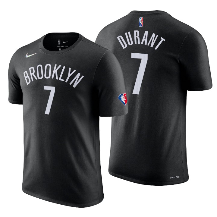 Brooklyn Nets #7 Kevin Durant Black Men's Nike 2021-22 NBA 75th Anniversary Diamond T-Shirt