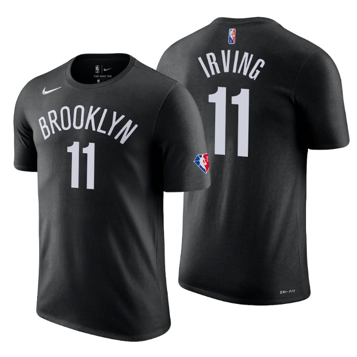 Brooklyn Nets #11 Kyrie Irving Black Men's Nike 2021-22 NBA 75th Anniversary Diamond T-Shirt