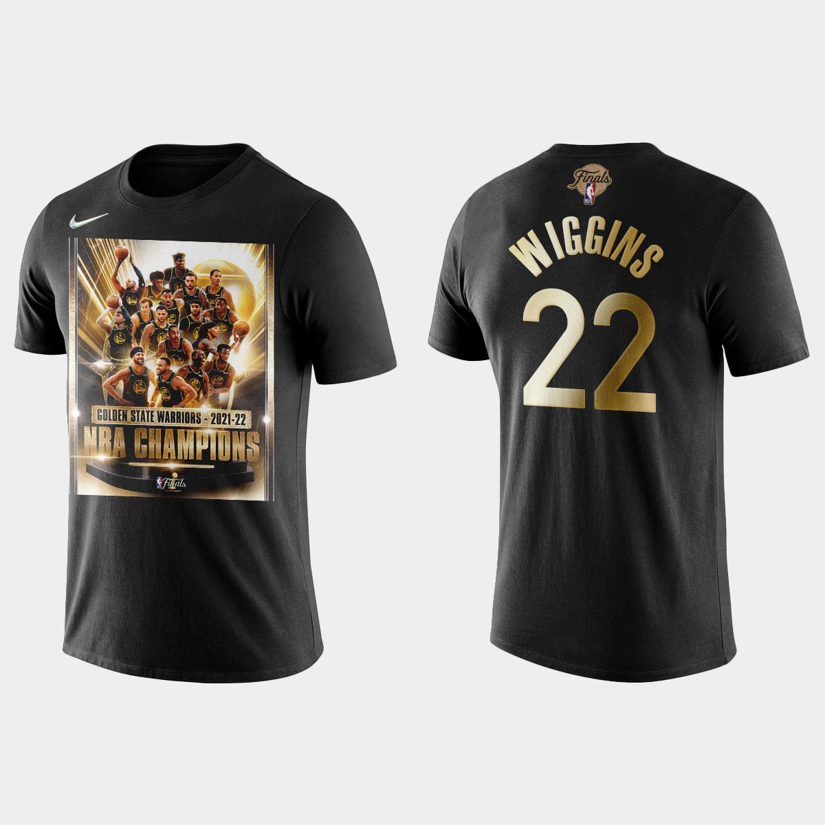 Golden State Warriors #22 Andrew Wiggins Men's Nike Black 2021-22 NBA Finals Champions T-Shirt