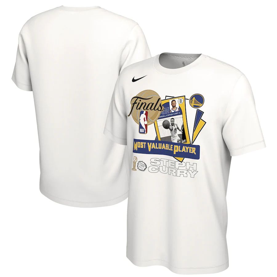 Golden State Warriors #30 Stephen Curry Stephen Curry Men's Nike White 2022 NBA Finals Champions MVP T-Shirt