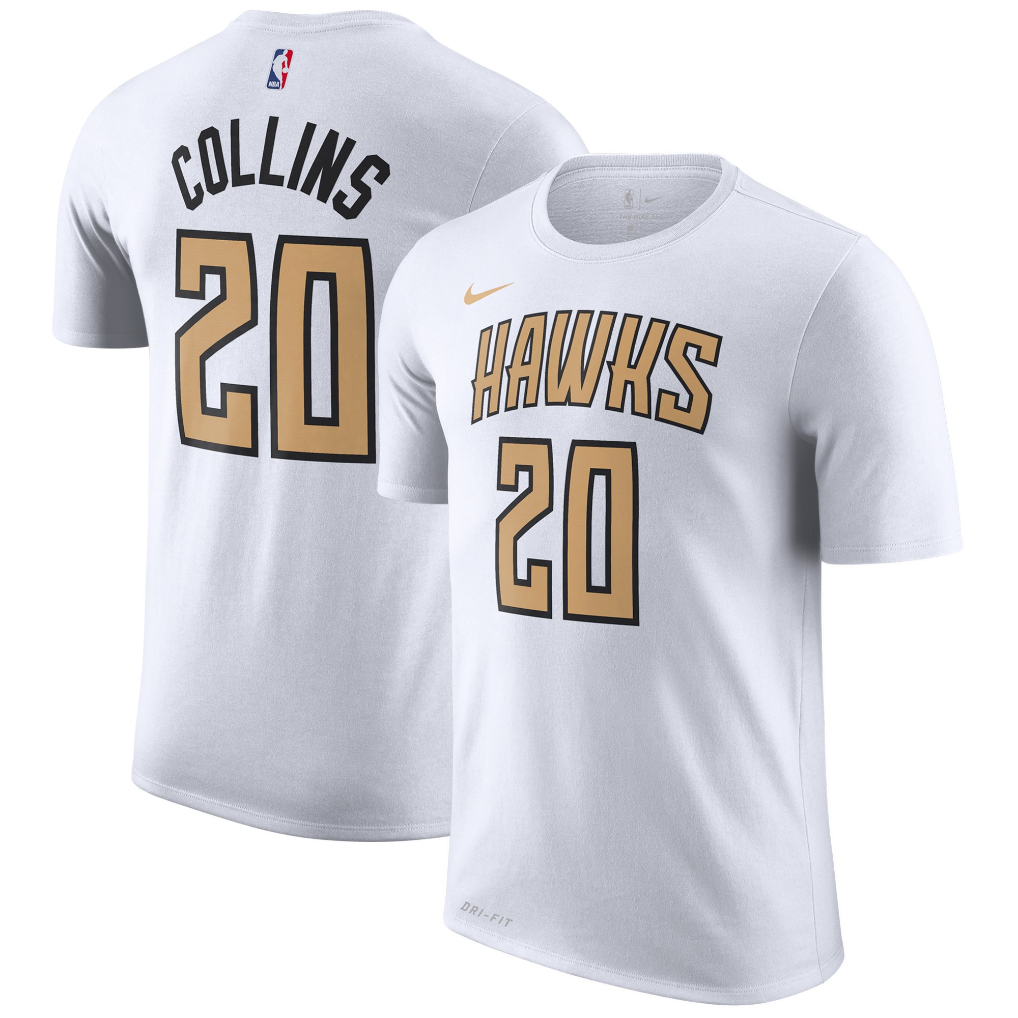 Nike Atlanta Hawks #20 John Collins White 2018-19 City Edition Name & Number T-Shirt