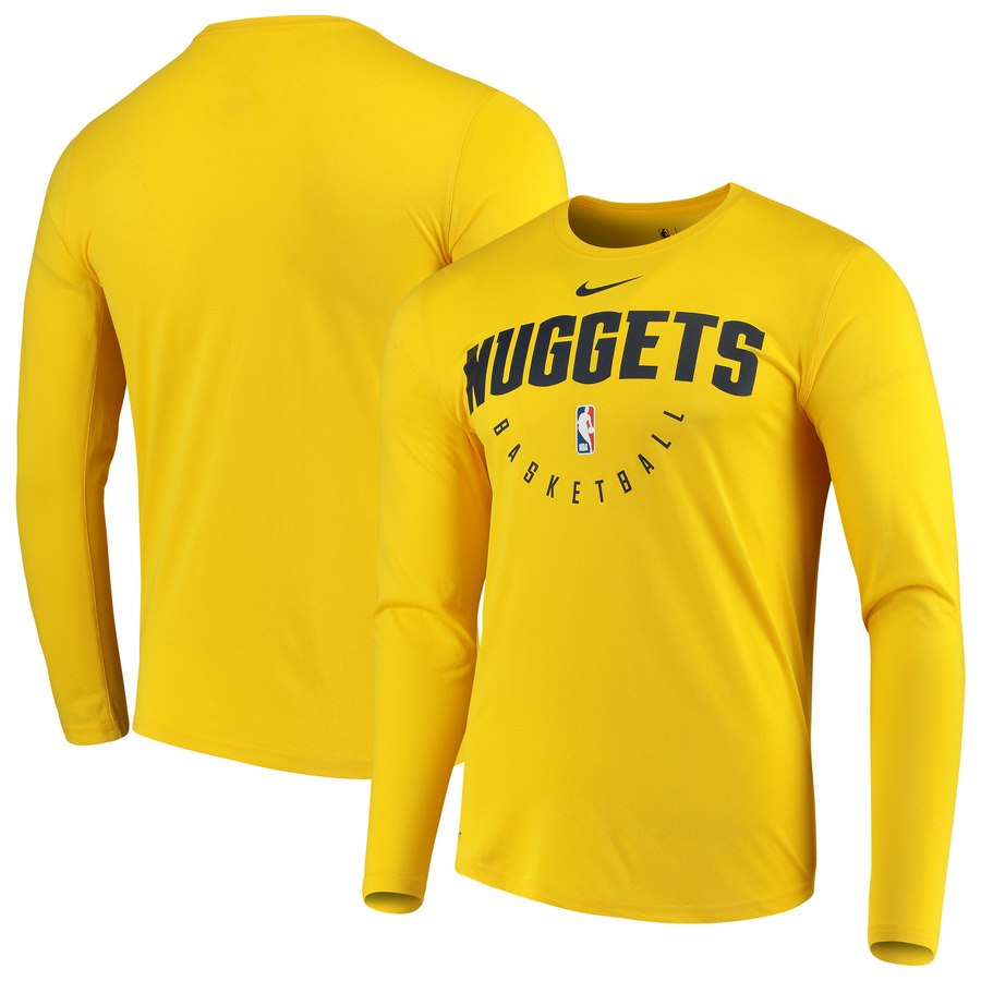 Denver Nuggets Nike Practice Performance Legend Long Sleeve T-Shirt Gold