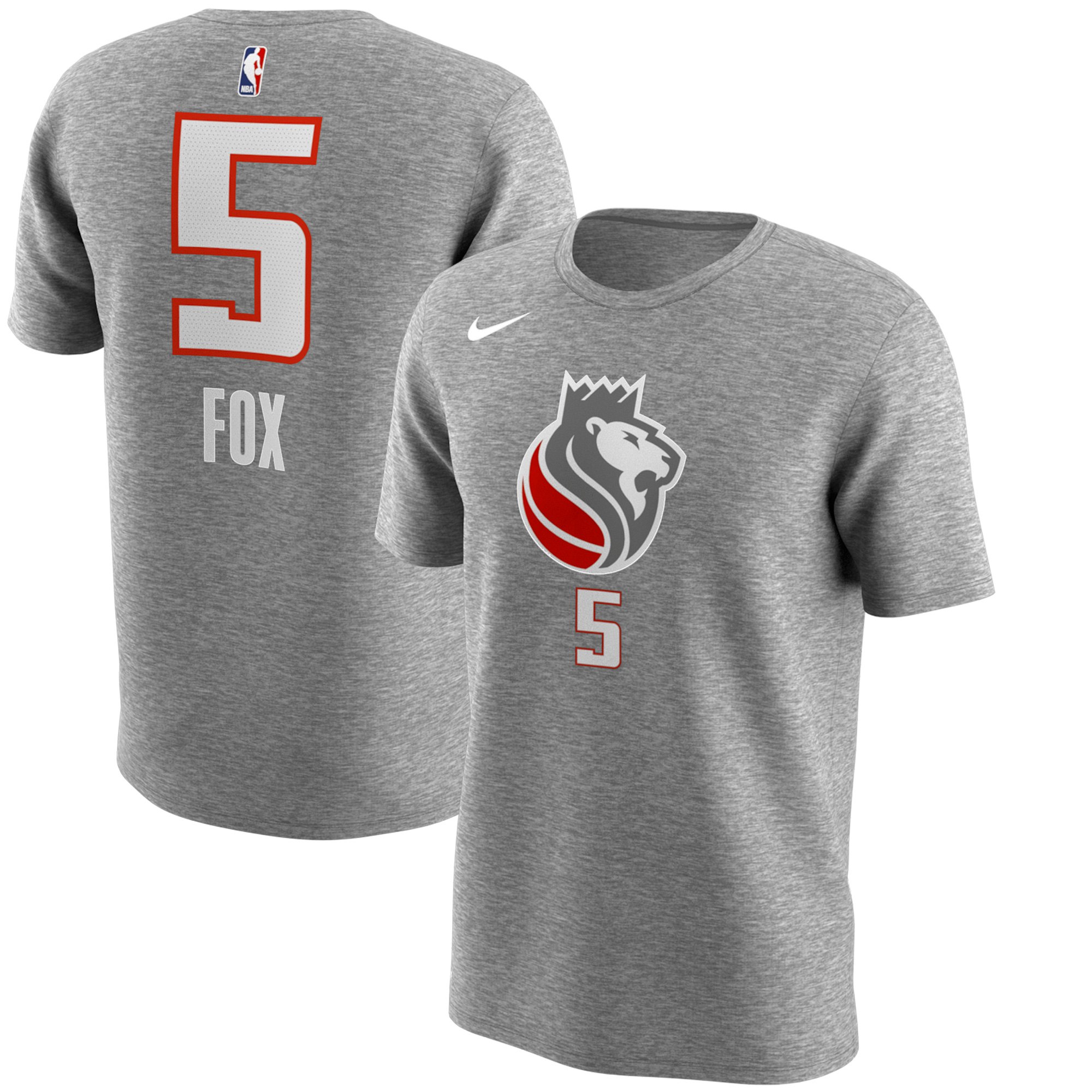 Nike Sacramento Kings #5 De'Aaron Fox Gray City Edition Name & Number Performance T-Shirt