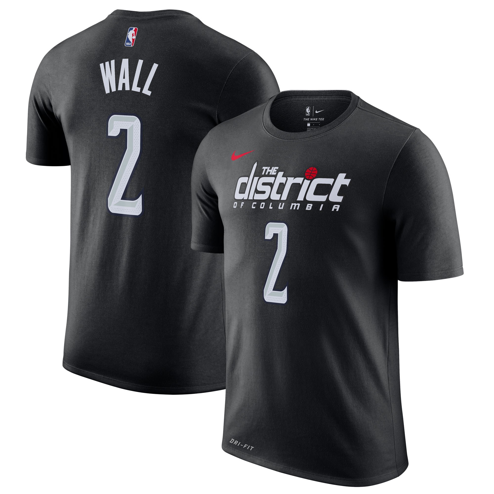 Nike Washington Wizards #2 John Wall Black 2018-19 City Edition Name & Number T-Shirt