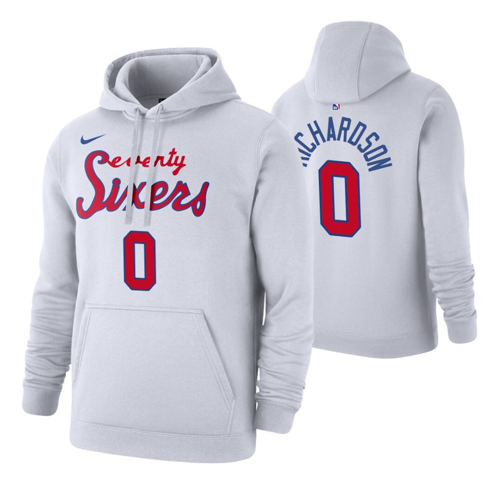 Nike 76ers #0 Josh Richardson 2019-20 Hardwood Classics White Pullover Hoodie