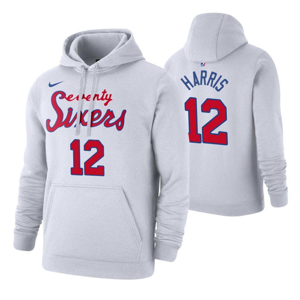 Nike 76ers #12 Tobias Harris 2019-20 Hardwood Classics White Pullover Hoodie