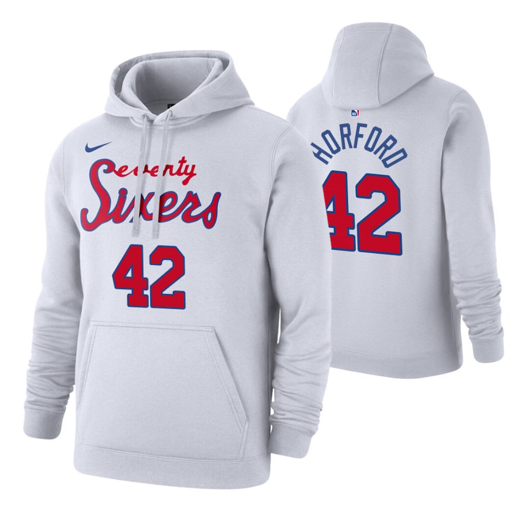 Nike 76ers #42 Al Horford 2019-20 Hardwood Classics White Pullover Hoodie