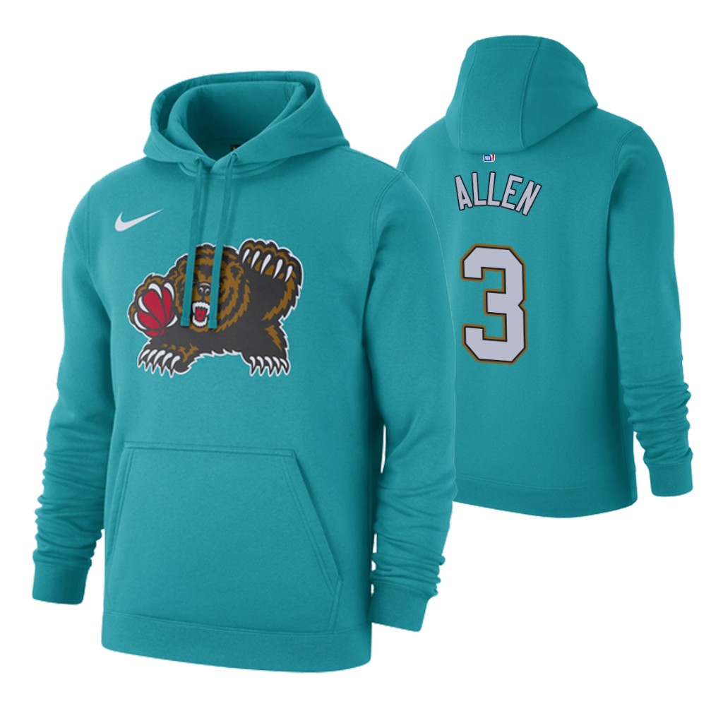 Nike Grizzlies #3 Grayson Allen 2019-20 Hardwood Classics Teal Pullover Hoodie