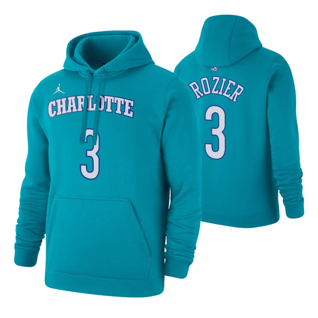 Nike Hornets #3 Terry Rozier 2019-20 Hardwood Classics Teal Pullover Hoodie