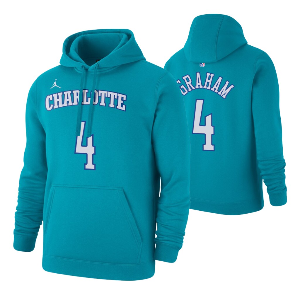 Nike Hornets #4 Devonte Graham 2019-20 Hardwood Classics Teal Pullover Hoodie