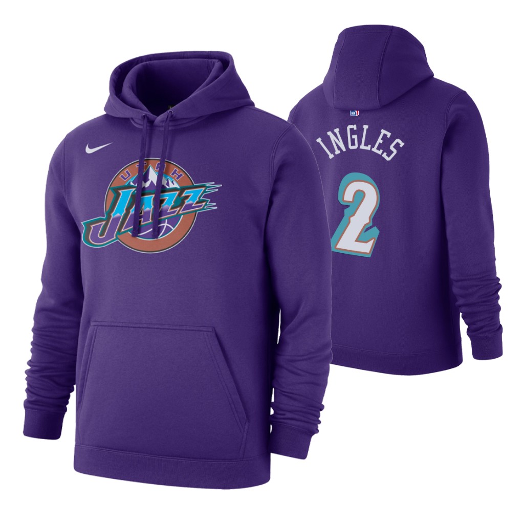 Nike Jazz #2 Joe Ingles 2019-20 Hardwood Classics Purple Pullover Hoodie