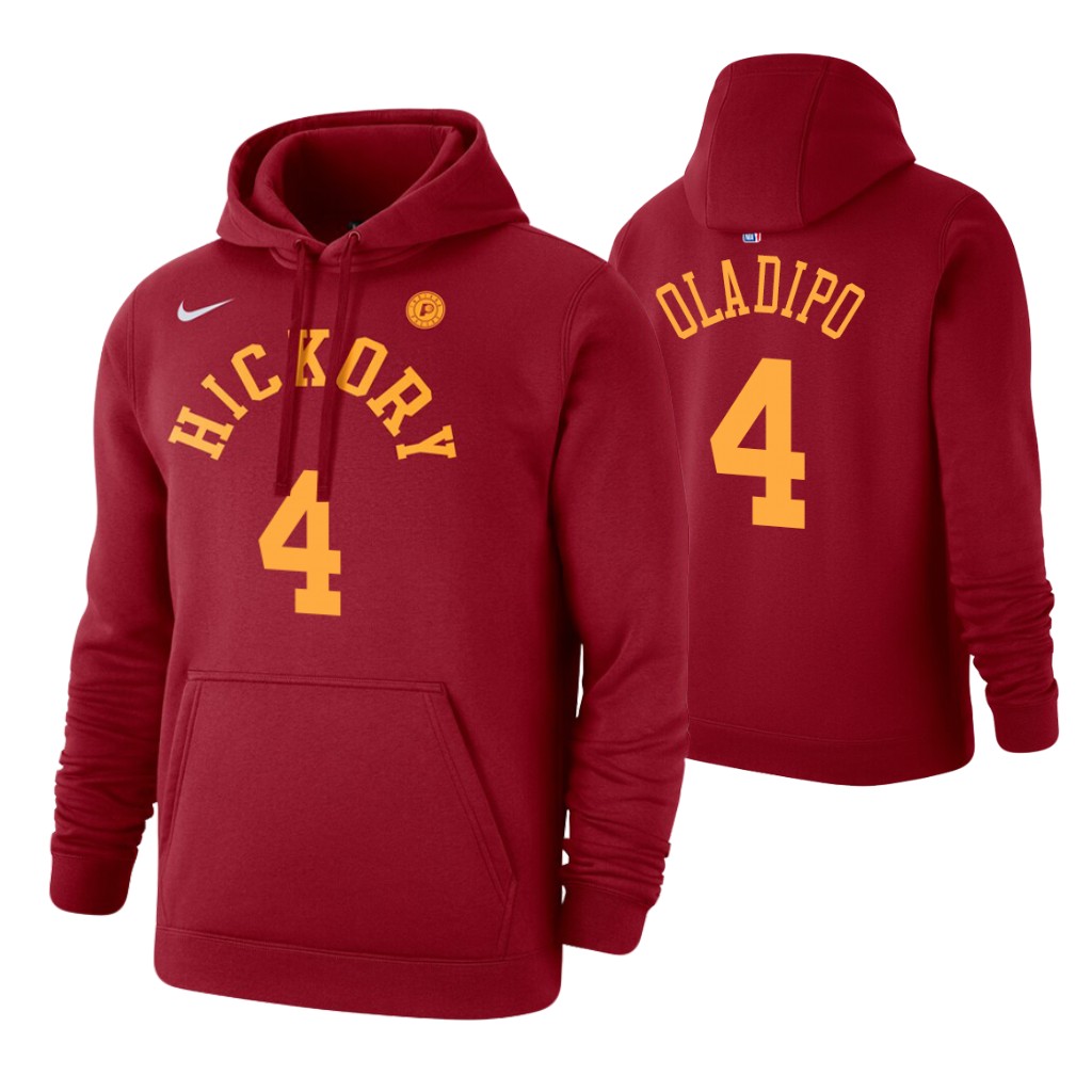 Nike Pacers #4 Victor Oladipo 2019-20 Hardwood Classics Red Pullover Hoodie