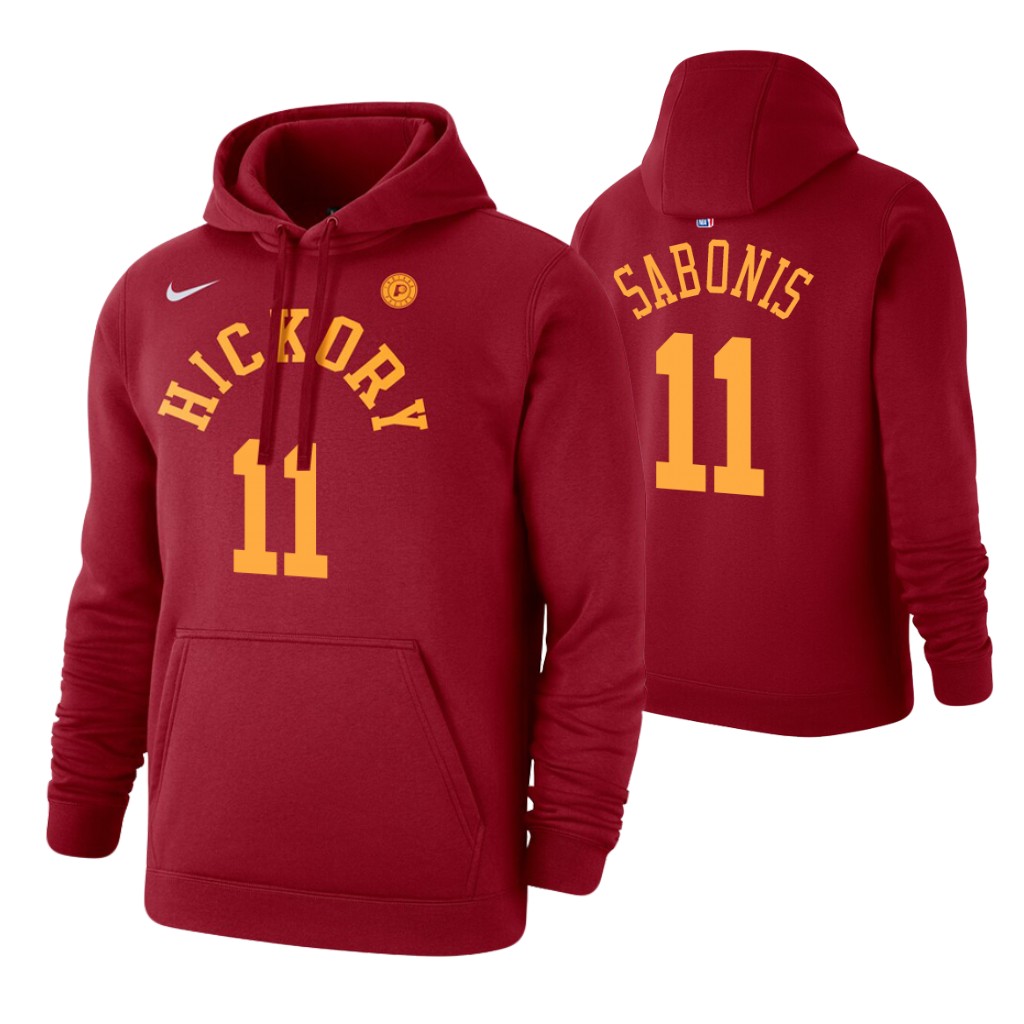 Nike Pacers #11 Domantas Sabonis 2019-20 Hardwood Classics Red Pullover Hoodie