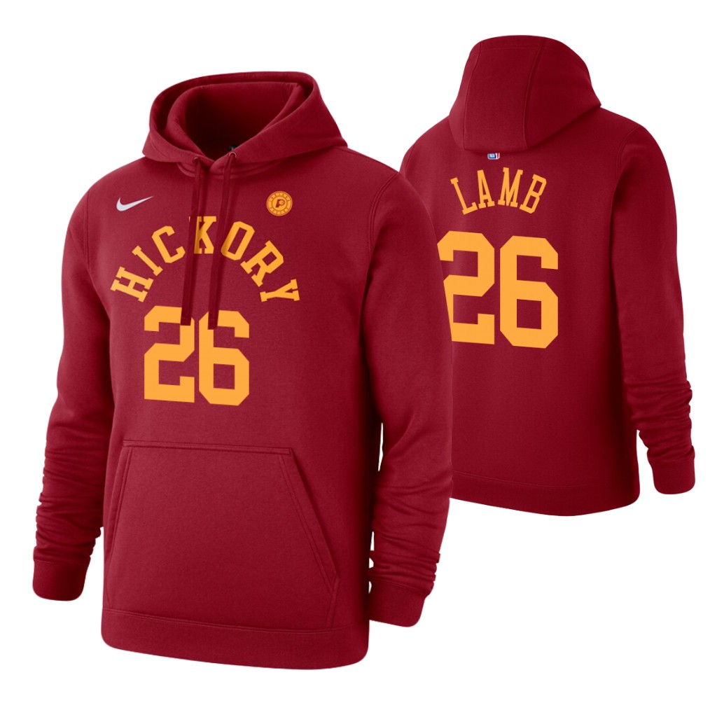 Nike Pacers #26 Jeremy Lamb 2019-20 Hardwood Classics Red Pullover Hoodie