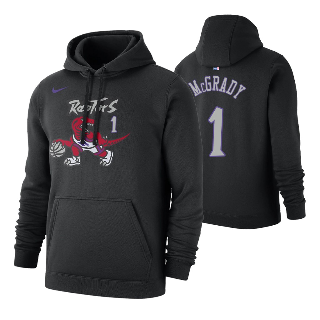 Nike Raptors #1 Tracy Mcgrady 2019-20 Hardwood Classics Black Pullover Hoodie