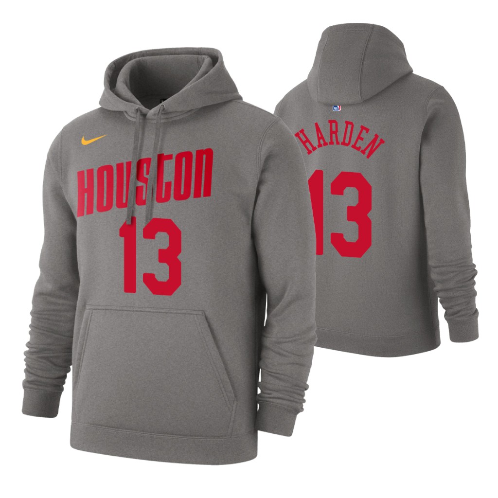 Nike Rockets #13 James Harden 2019-20 Hardwood Classics Gray Pullover Hoodie