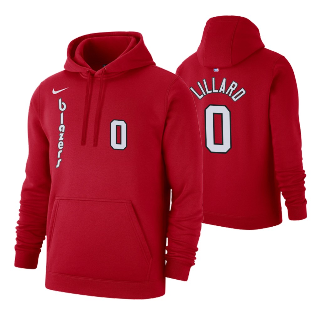 Nike Trail Blazers #0 Damian Lillard 2019-20 Hardwood Classics Red Pullover Hoodie