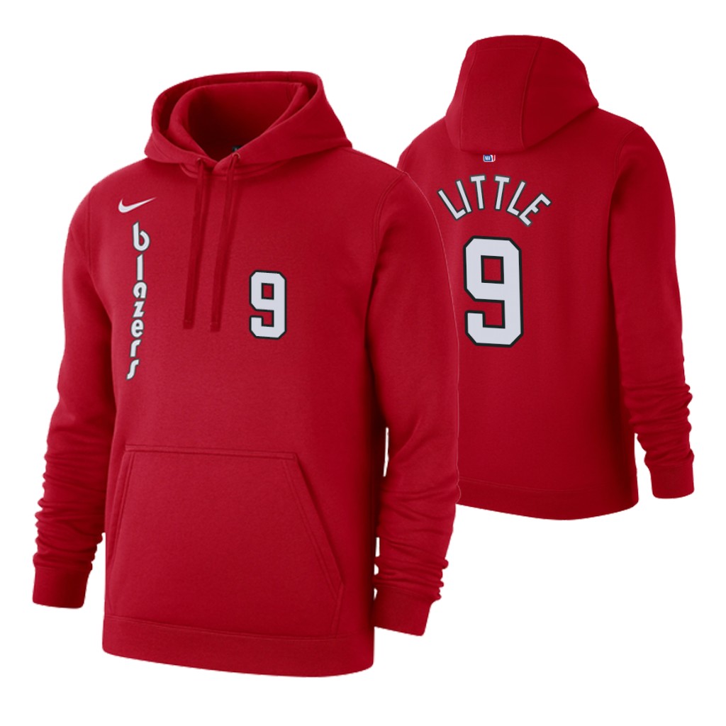 Nike Trail Blazers #9 Nassir Little 2019-20 Hardwood Classics Red Pullover Hoodie